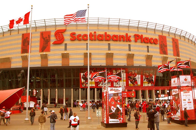 Exterior photo of the Canadian Tire Centre in Kanata, Ontario.