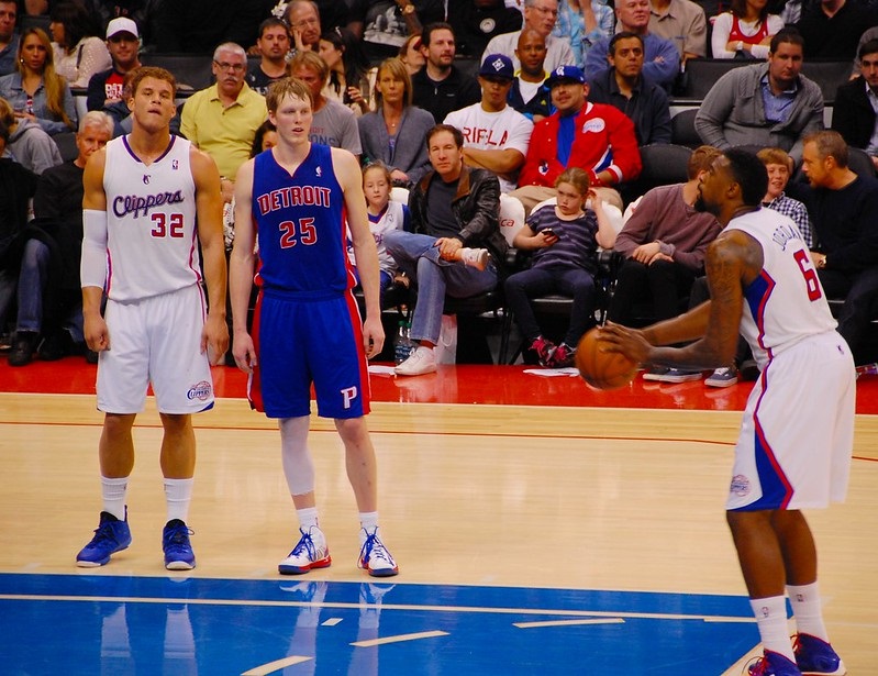 Courtside seat view at the Staples Center during a Los Angeles Clippers game.