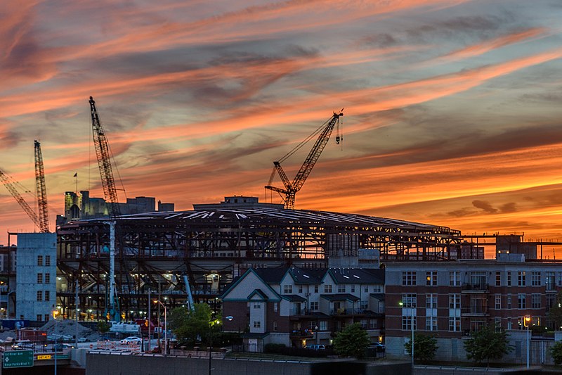 Photo of the construction of Little Caesars Arena. Future home of the Detroit Red Wings and Detroit Pistons.