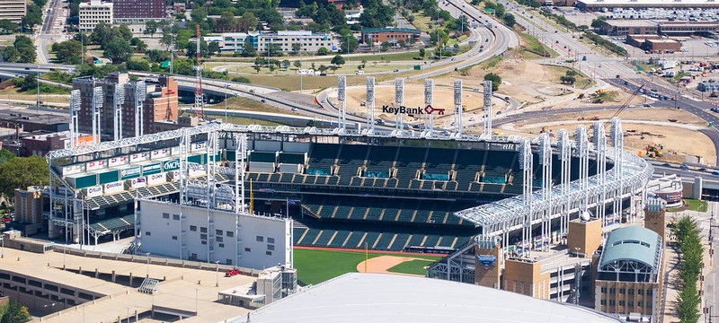 Aerial photo of Progressive Field. Home of the Cleveland Indians.