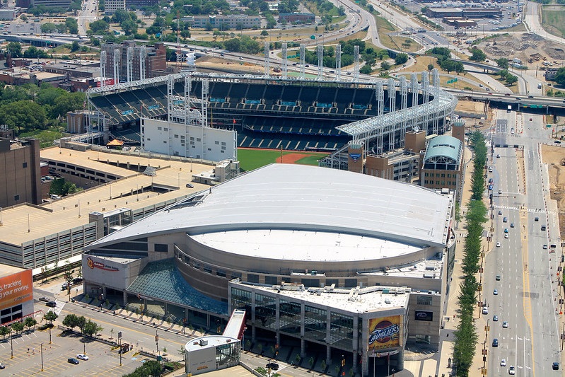 Aerial photo of Quicken Loans Arena. Home of the Cleveland Cavaliers.