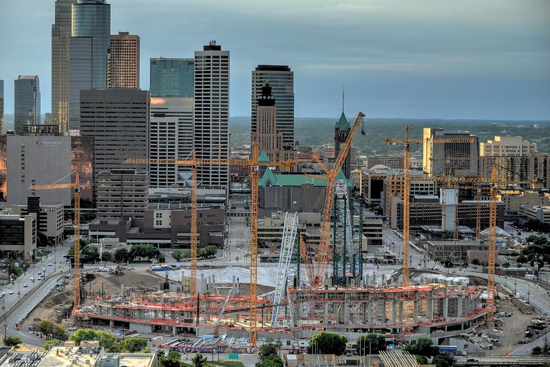 Photo of the construction site of U.S. Bank Stadium in Minneapolis, Minnesota.