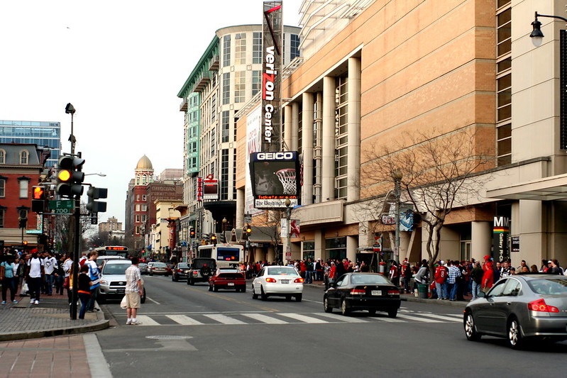 Exterior photo of the Verizon Center. Home of the Washington Capitals and Washington Wizards.