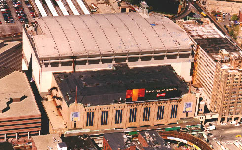 Aerial photo of Boston Garden in Boston, Massachusetts.