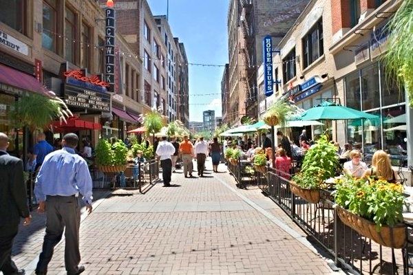 Photo of The Gateway District in Cleveland, Ohio.