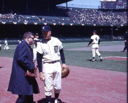 Photo of legendary Detroit Tigers right fielder Al Kaline at Tiger Stadium.