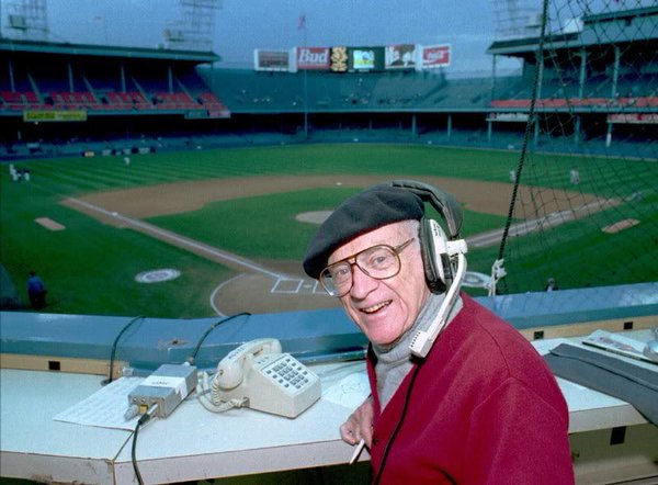 Photo of Ernie Harwell at Tiger Stadium.