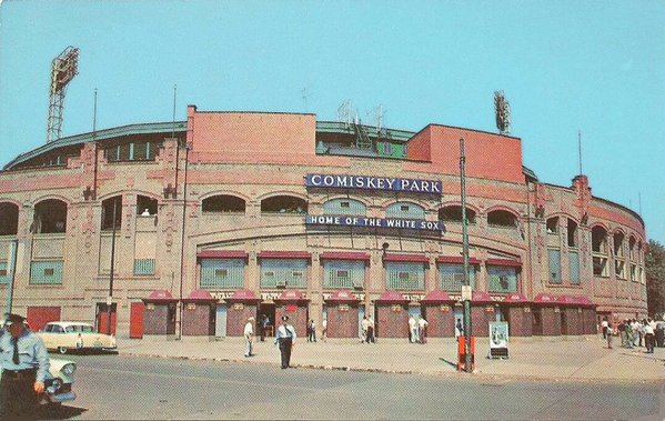 Exterior photo of old Comiskey Park circa 1950's.